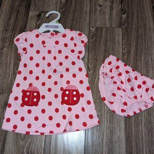 [KIDS 2/$30] NWT Baby Girl (3M) - CARTER'S Ladybug Dress Set